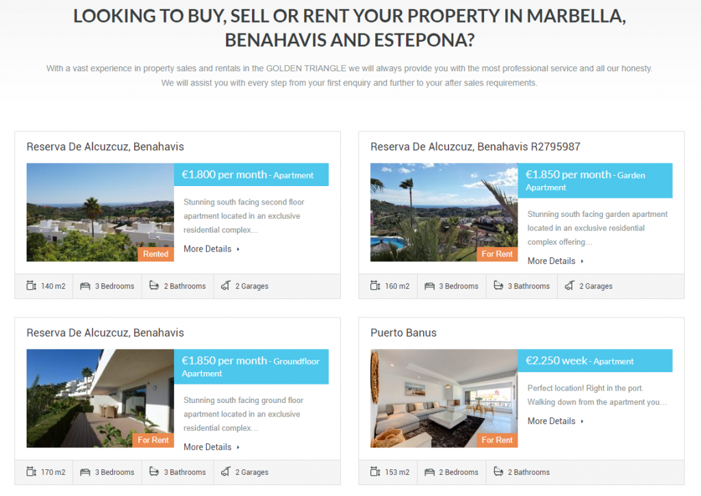 Diseño de pagina web Your Marbella Propertiy