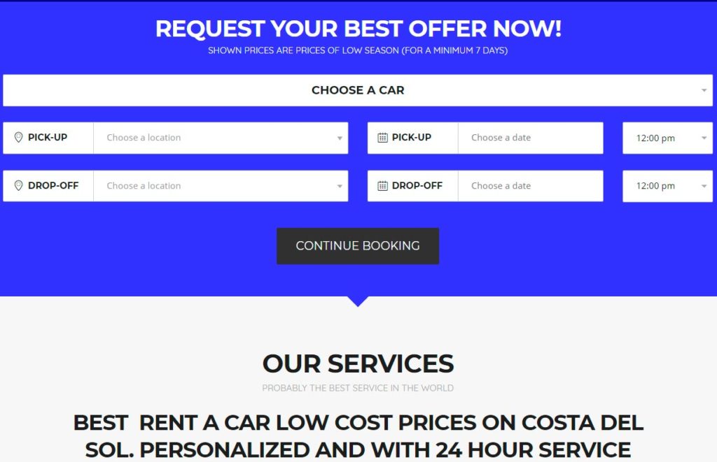 Diseño web Alquiler de coches Miraflores