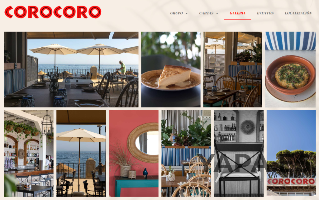 Pagina web de restaurante Corocoro