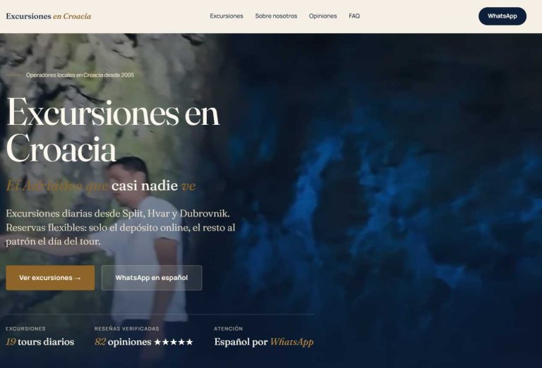 Web design of Excursiones en Croacia website